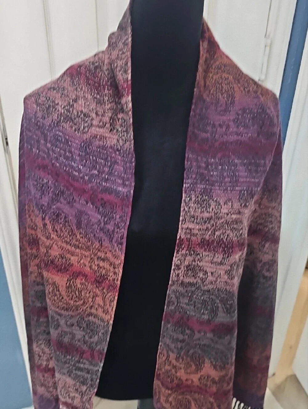 True Vintagehome 80's Multiple Color Paisley Table Runner W Fringe 27